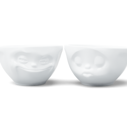 Medium bowls set no. 1 Grinning & Kissing in white, 200 ml