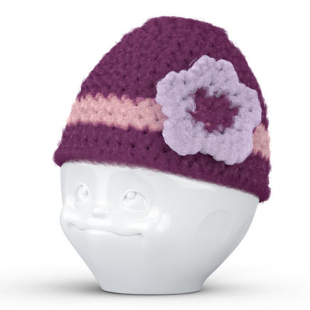 Egg cup hat with flower lilac pink