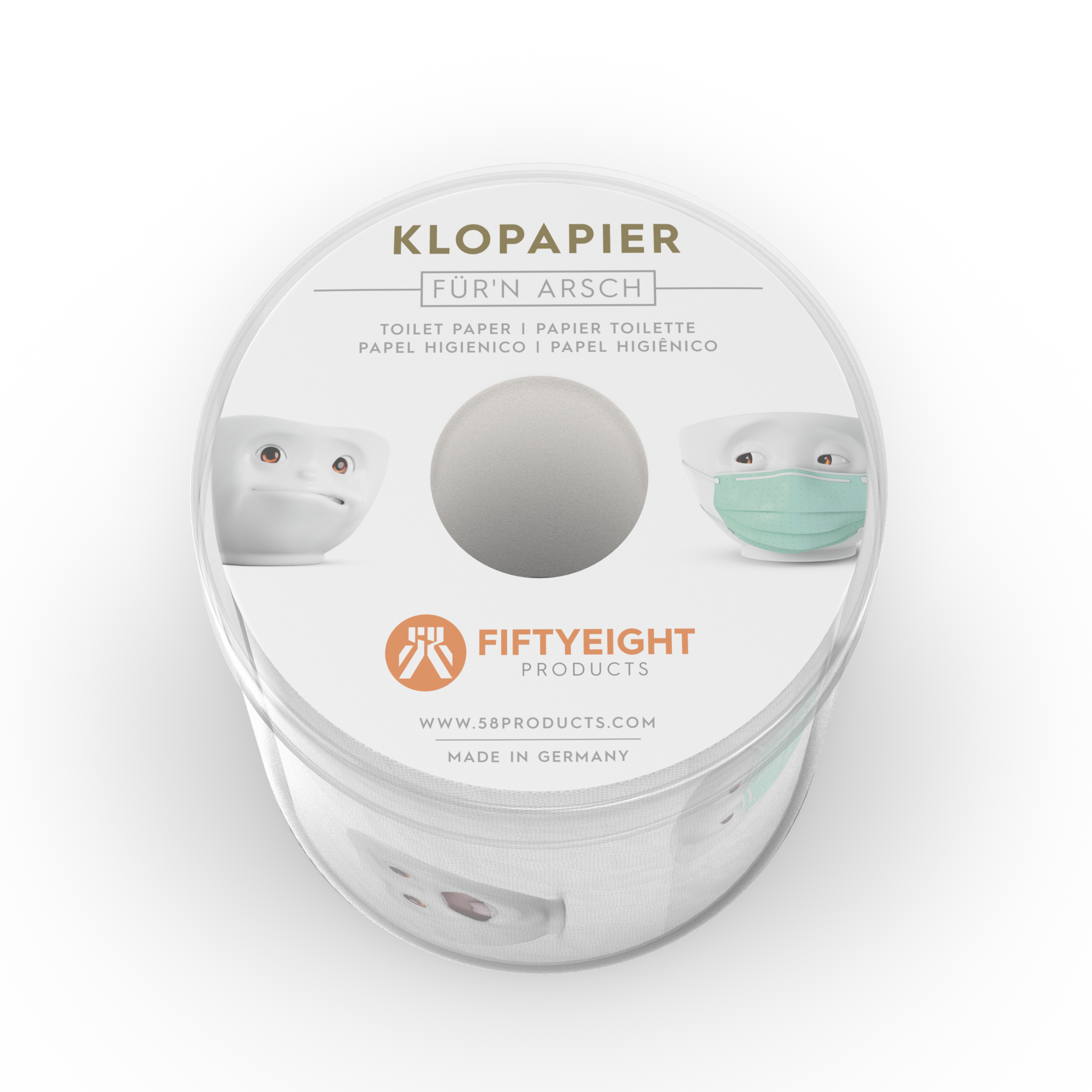 A big question we needed to answer right away was what kind of TASSEN characters – and facial expressions – our toilet paper should be decorated with?! Not an easy one, as the ‘job’ performed by toilet tissue is anything but glorified. So we imagined how our little TASSEN guys would react to the prospect of being put to work in a toilet setting – and that made the decision a natural one: Irritated and slightly amused faces? Way to go! And of course, since this product was born amid the coronavirus pandemic, we also had to include our character with a face mask as a sign of the times. Speaking of the current times, here’s a decision everyone who buys our FIFTYEIGHT PRODUCTS Toilet Paper needs to make: Will you ‘use’ it as actual toilet paper, or keep it as a souvenir and lasting memory of those weeks when we all stayed at home to flatten the curve and stop the spread of the virus? It’s up to you!