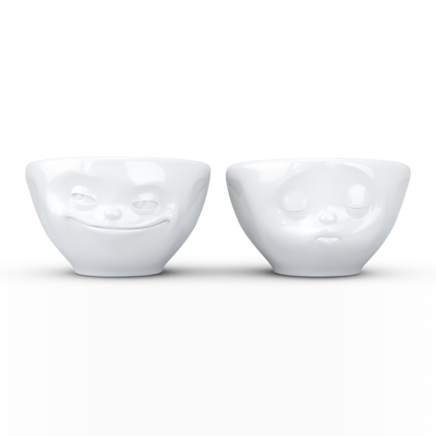 Small bowls set no. 1 "Grinning & Kissing" in white, 100 ml