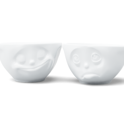 Medium bowls set no. 2 "Happy & Oh Please" in white, 200 ml