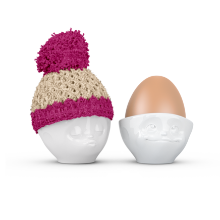 Egg cup hat ivory/fuchsia