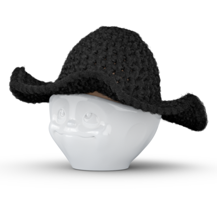 Crocheted Egg Cup Hat black Crocheted Egg Cup Hat black