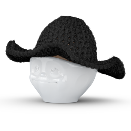 Crocheted Egg Cup Hat black