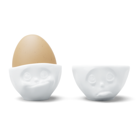 Egg cup No. 2 Oh please & Tasty in white Egg cup No. 2 Oh please & Tasty in white